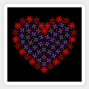 Red and violet snowflakes fancy heart Magnet